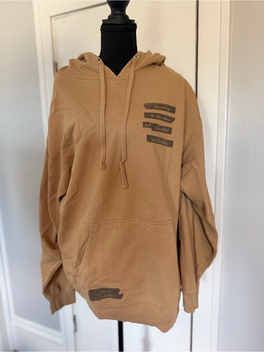 Men's Hooded Pullover Sweatshirt w/ Christian Lyric - Tan
